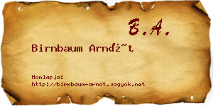 Birnbaum Arnót névjegykártya